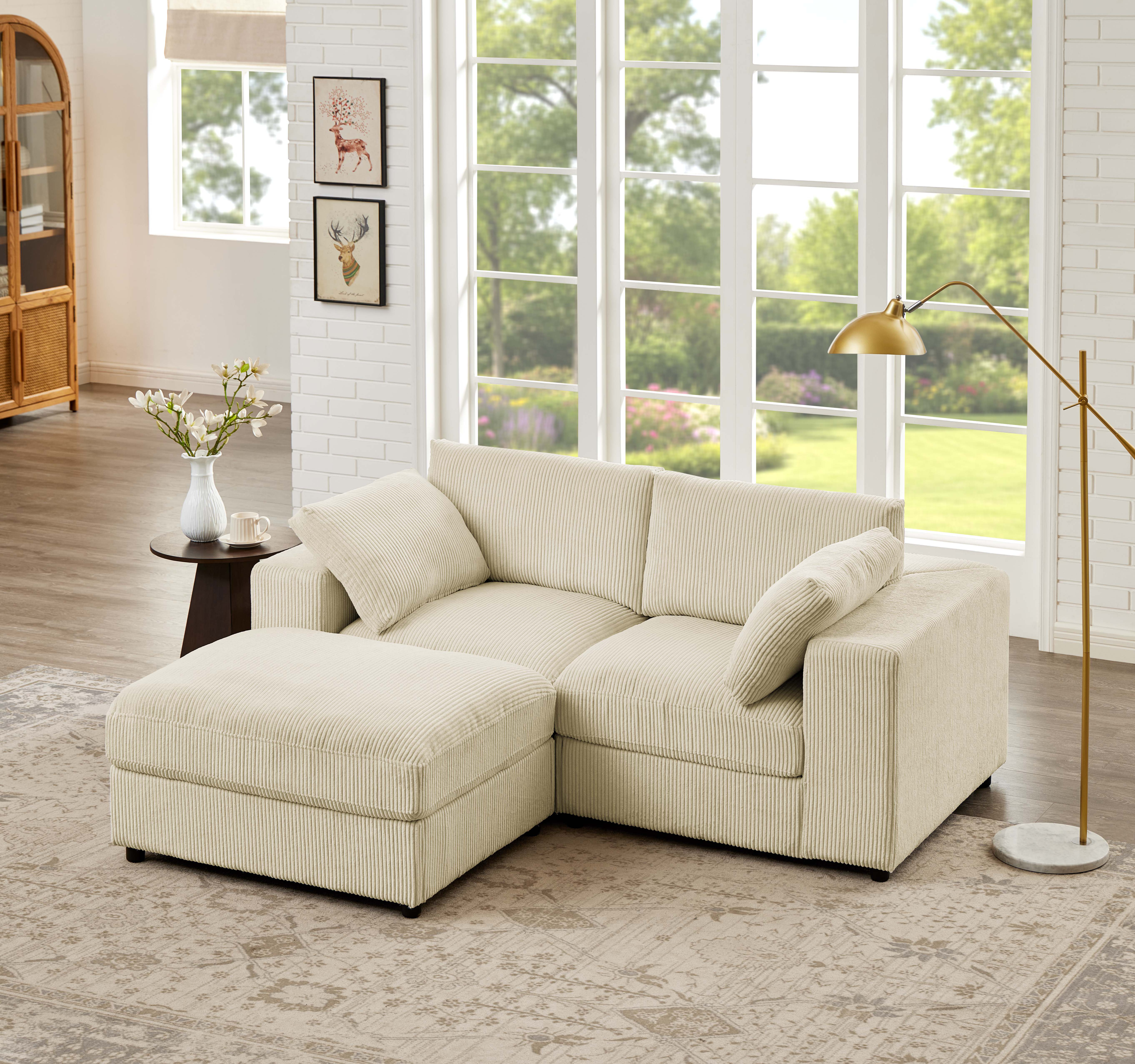 Wade Logan® Andrielle 79'' Wide Corduroy Modular Sofa & Chaise